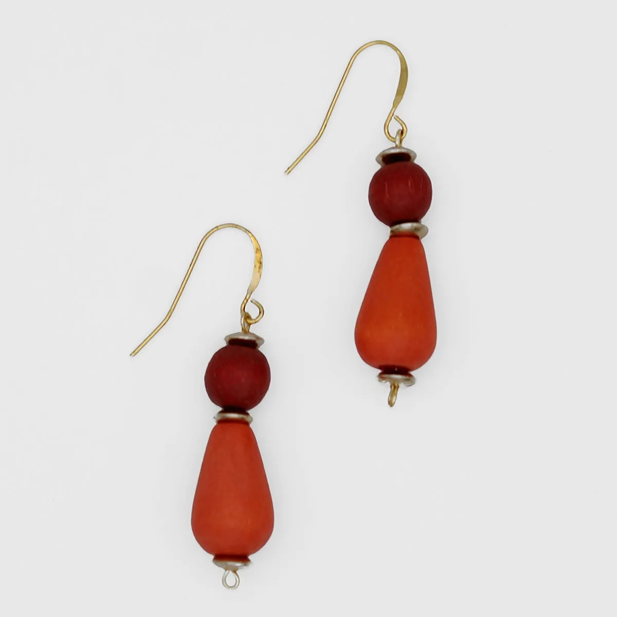 Orange Geometric Dangle Statement Earring