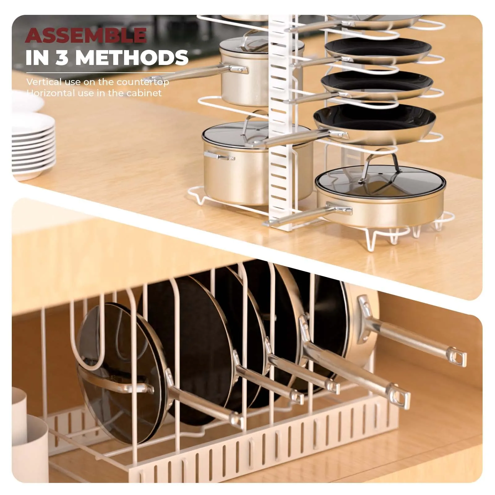 Pot Rack Organizer With 3 Diy Methods, White Spray Painting Metal Kitchen 8  Pots Holder