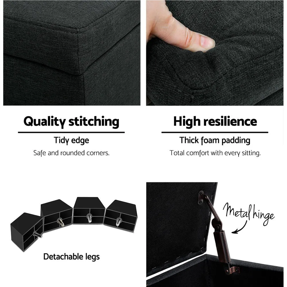 Premium Storage Ottoman - Charcoal