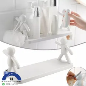 Punch-free Bathroom Storage Rack White