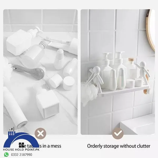 Punch-free Bathroom Storage Rack White