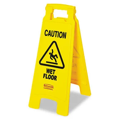 Rubbermaid Caution Wet Floor Floor Sign, Plastic, 11 x 12 x 25, Bright Yellow