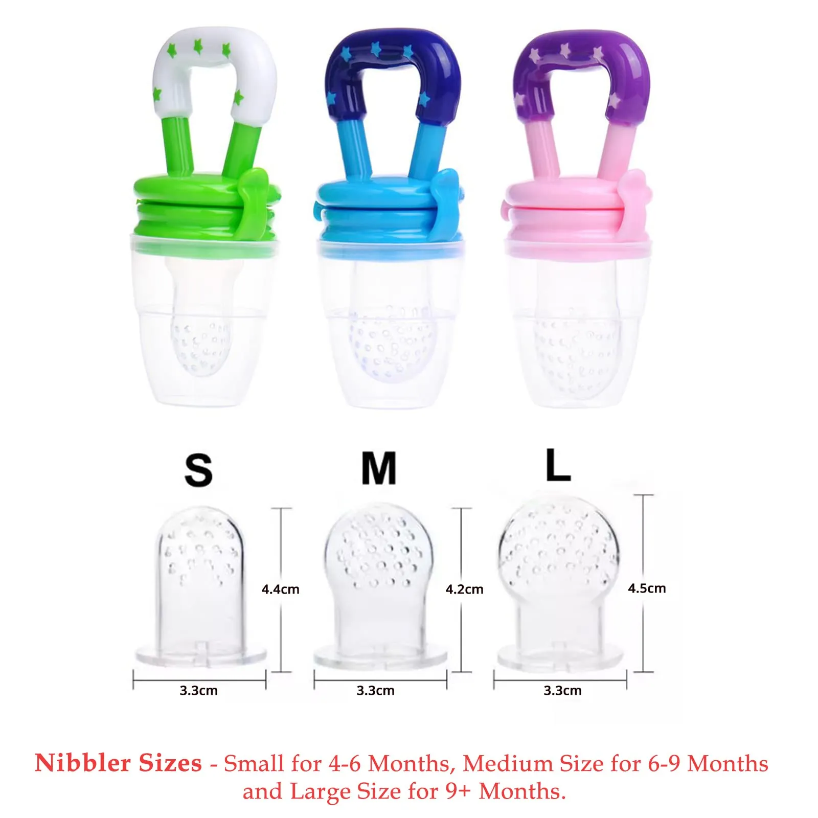 Safe-O-Kid, Veggie Fruit Nibbler/Silicone Food, Soft Pacifier/Feeder for Baby- Blue