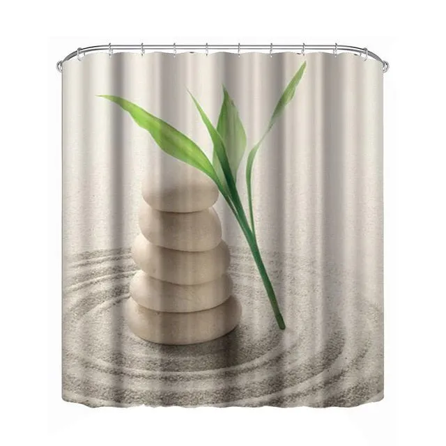 Shower Curtain Waterproof Polyester 3D Bamboo  71" x 71"