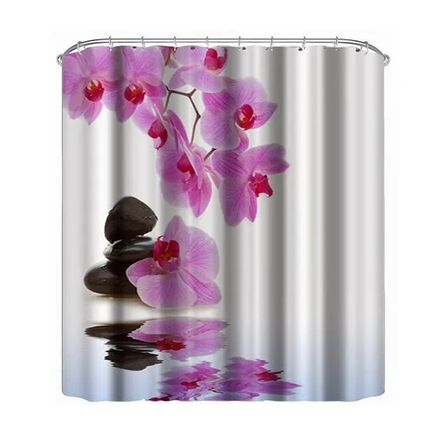 Shower Curtain Waterproof Polyester 3D Bamboo  71" x 71"