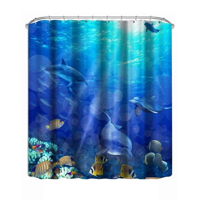 Shower Curtain Waterproof Polyester 3D Bamboo  71" x 71"