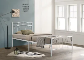 Simplistic White Metal Platform Bed