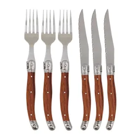 Spot Stainless Steel Steak Knife and Fork with Wood Grain Plastic Handle Steak Knife