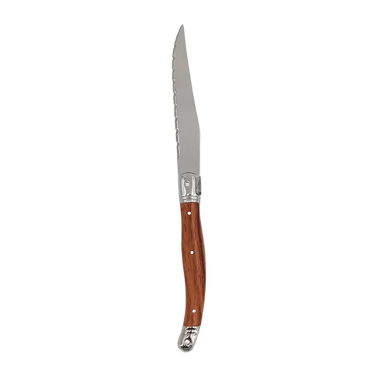 Spot Stainless Steel Steak Knife and Fork with Wood Grain Plastic Handle Steak Knife