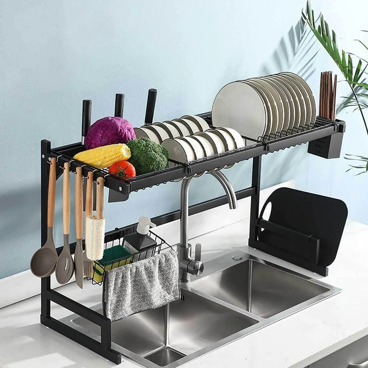 Stainless Steel Over-Sink Dish Rack Organizer