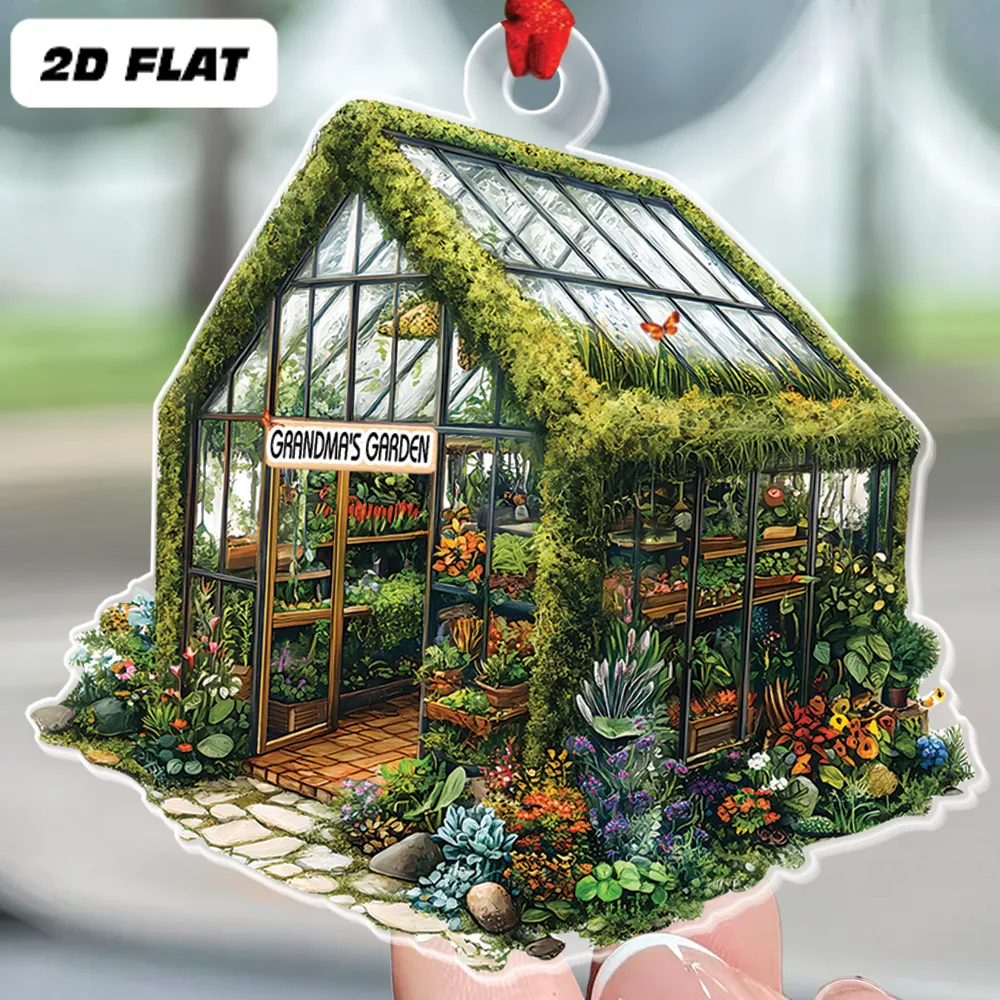 Teesdily | Customized Greenhouse Garden 2D Flat Ornament, Garden Vegetables Flower House Christmas Ornament, Plant Lover Gifts