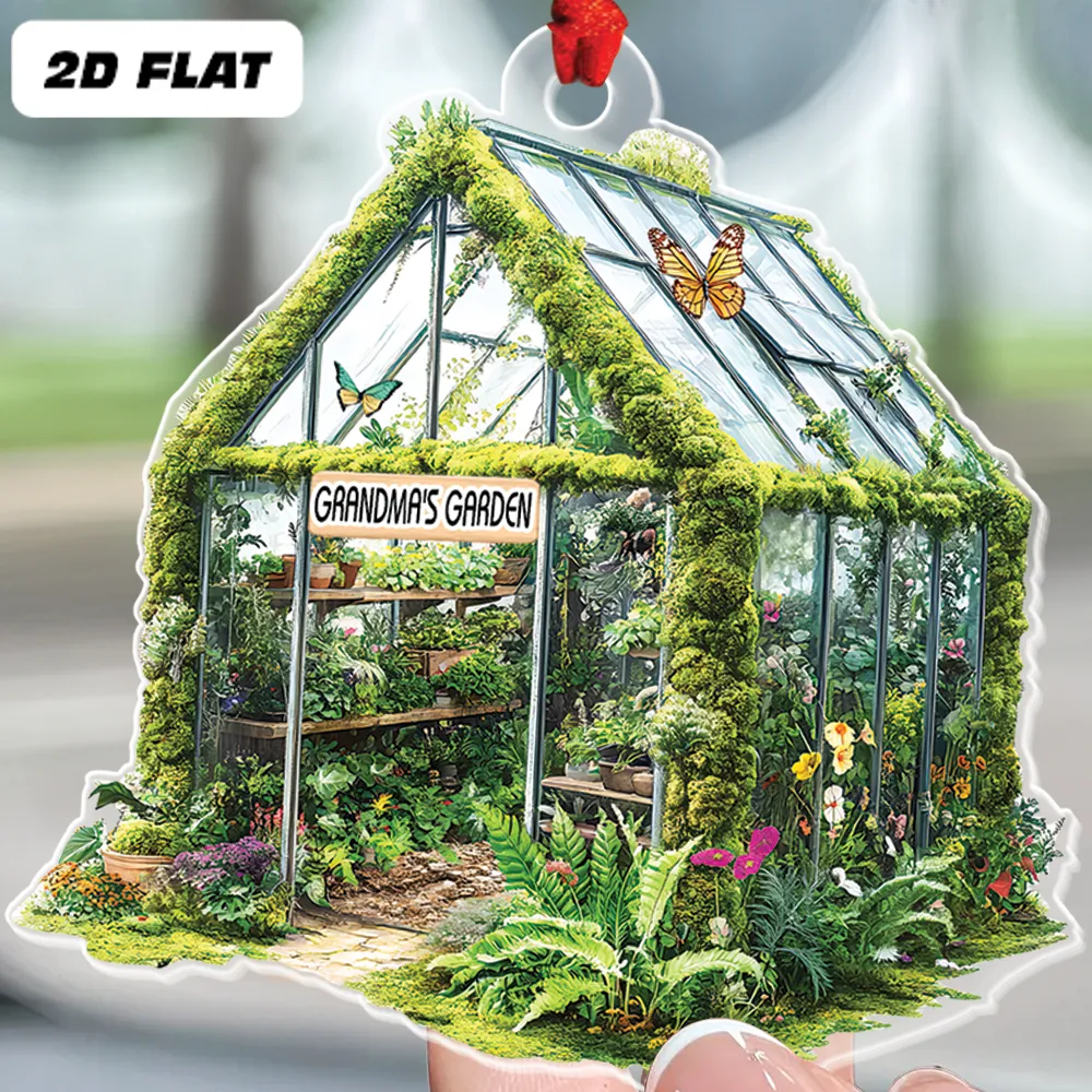 Teesdily | Customized Greenhouse Garden 2D Flat Ornament, Garden Vegetables Flower House Christmas Ornament, Plant Lover Gifts