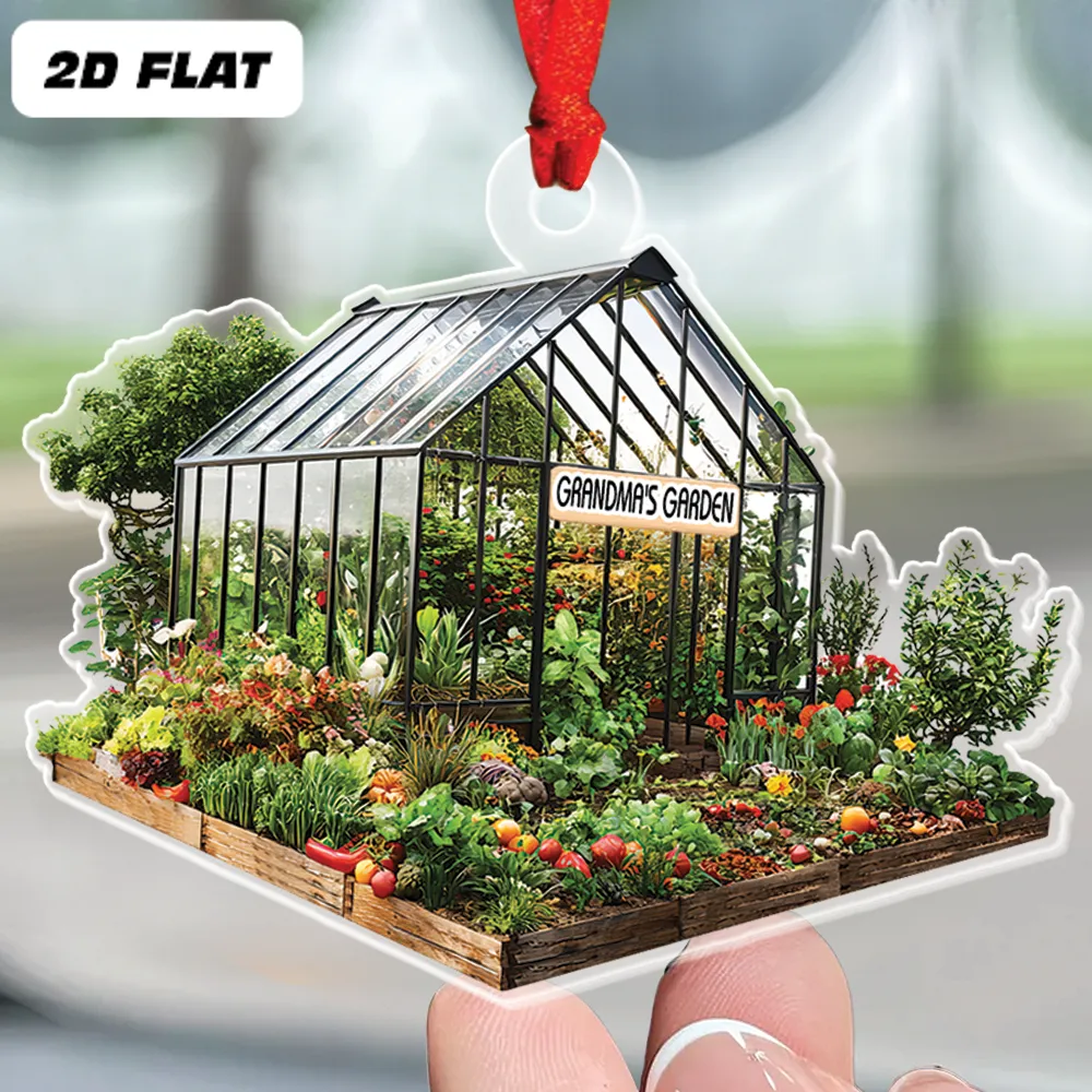 Teesdily | Customized Greenhouse Garden 2D Flat Ornament, Garden Vegetables Flower House Christmas Ornament, Plant Lover Gifts