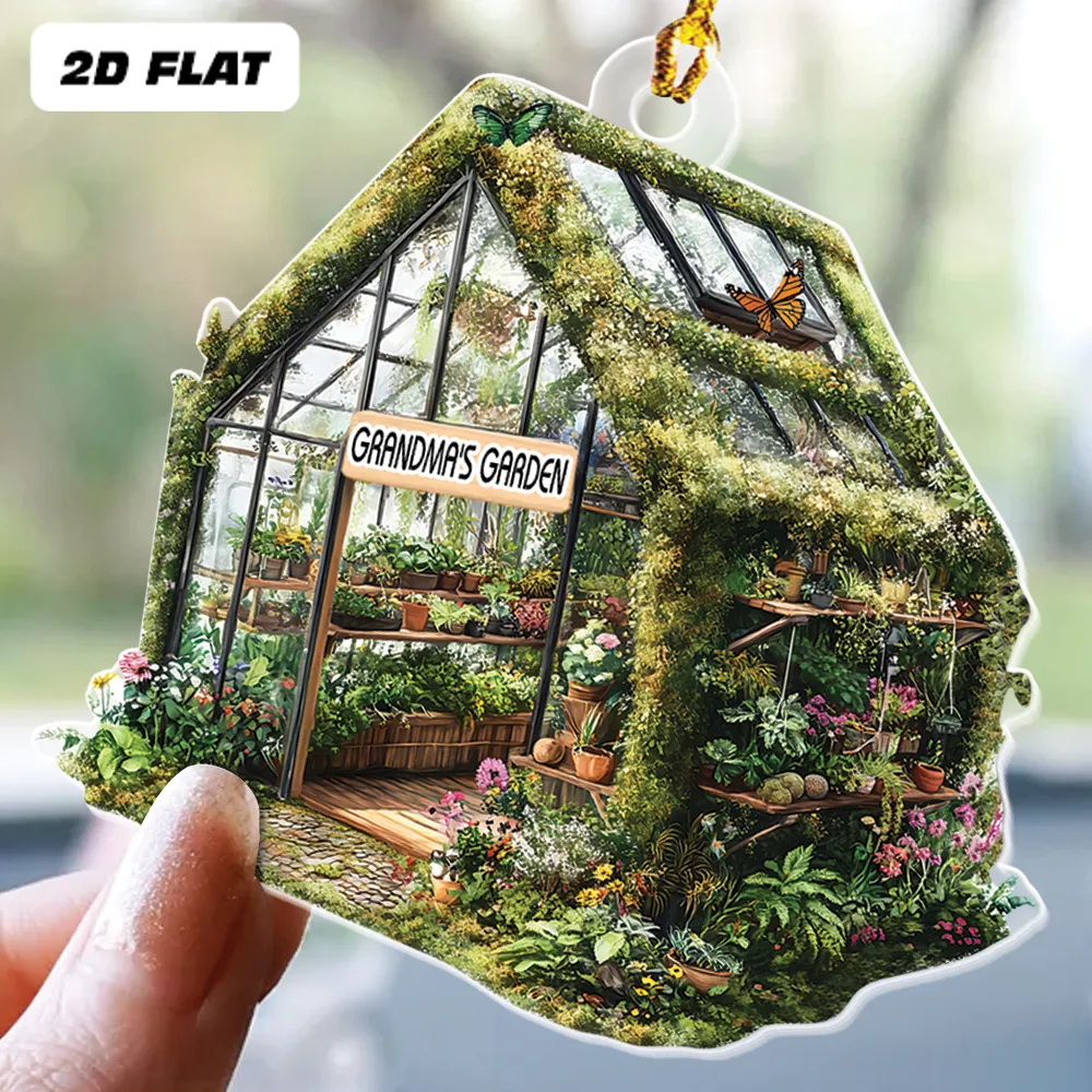 Teesdily | Customized Greenhouse Garden 2D Flat Ornament, Garden Vegetables Flower House Christmas Ornament, Plant Lover Gifts