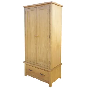 Wardrobe with 1 Drawer 90x52x183 cm Solid Oak Wood