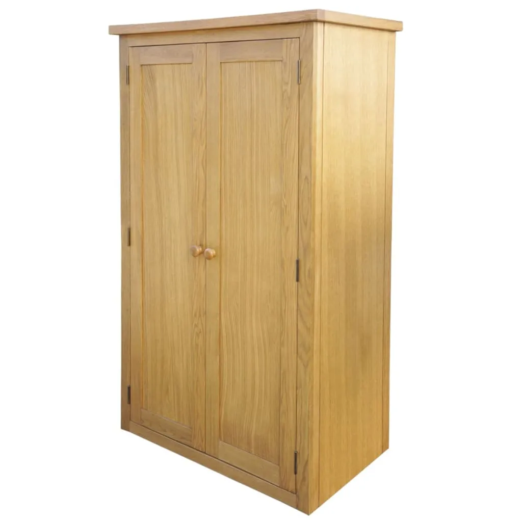 Wardrobe with 1 Drawer 90x52x183 cm Solid Oak Wood