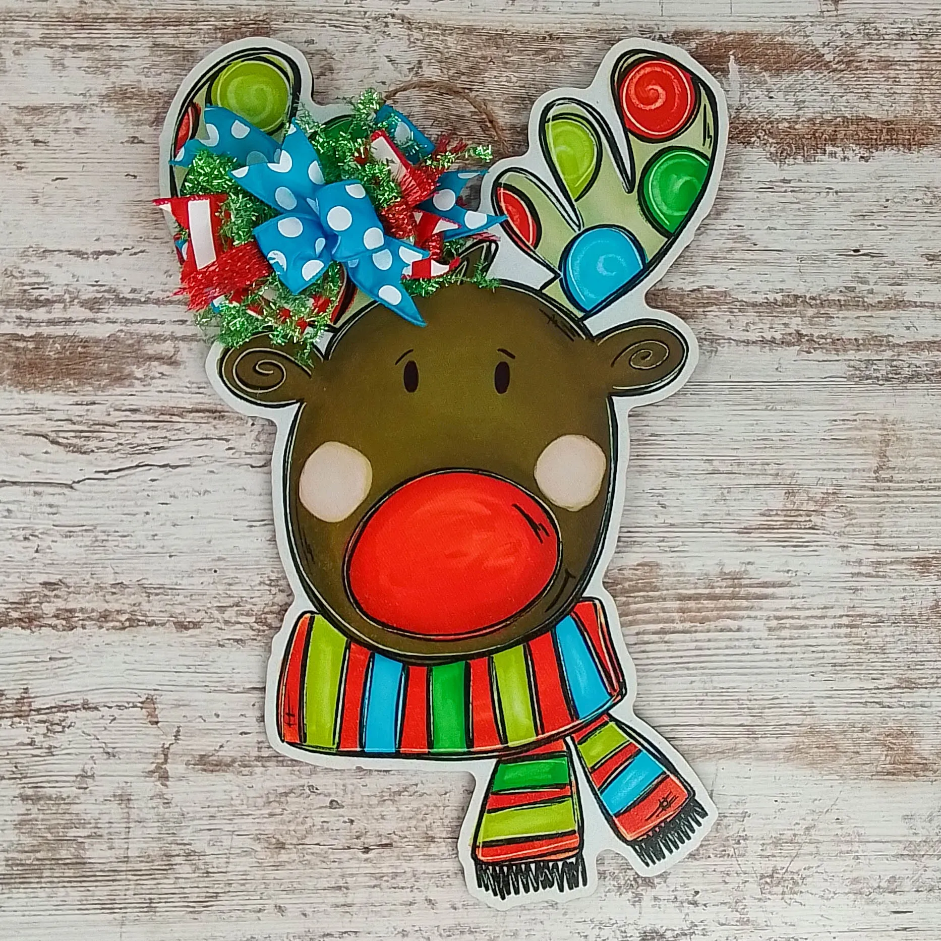 Whimsical Reindeer Door Hanger, Personalized Christmas Decor, Suitable for Thin Storm Doors