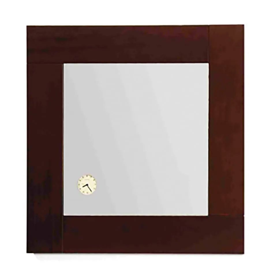 Whitehaus AMET01 Antonio Miro Square Mirror with Iroko Wood Frame and Built-in Clock