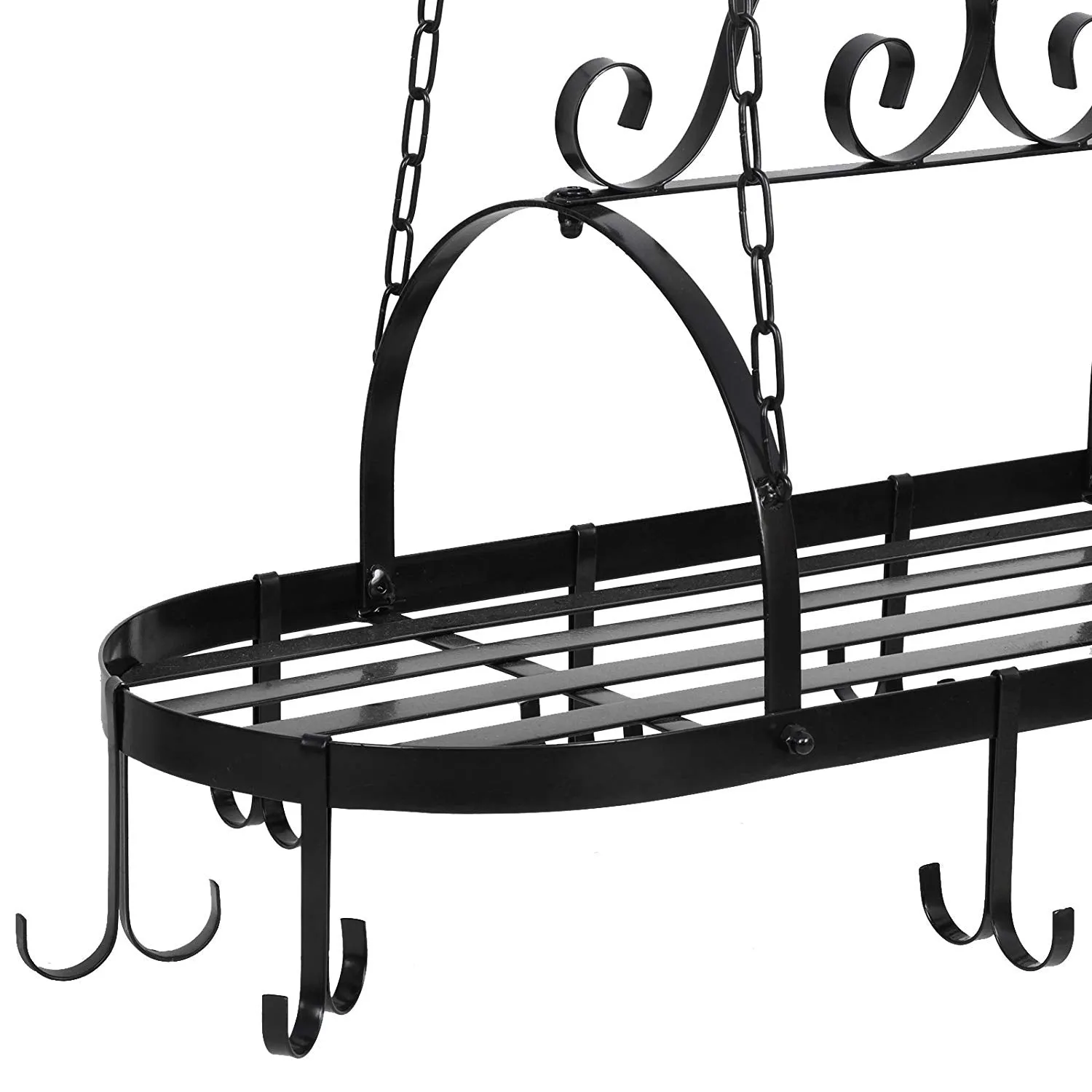 ZENY™ Hanging Iron Pot Rack Ceiling Mounted Kitchen Storage Utility Cookware Hook Rack Pan Hanger with 10 hooks